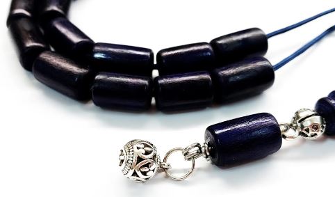 Blue Water Buffalo Horn Bead Komboloi - HOR 19