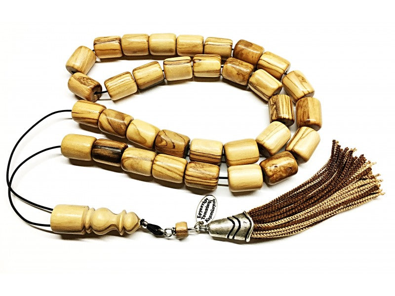 Hand Crafted 33 Bead - Aromatic Olive Wood - Barrel Shaped Beads - GR 3