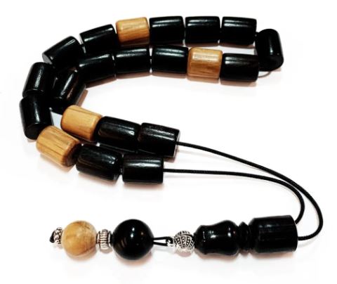 Ebony Wood and Olive Wood - Two Tone Komboloi - EBO 23