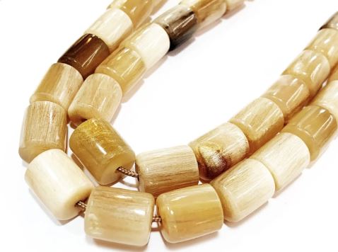 Hand Crafted 33 Bead Komboloi feauring Goat Horn Barrel Shaped Beads - HOR 21