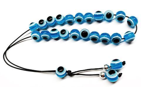 Light Blue Mati Resin Bead Komboloi - RIT 23